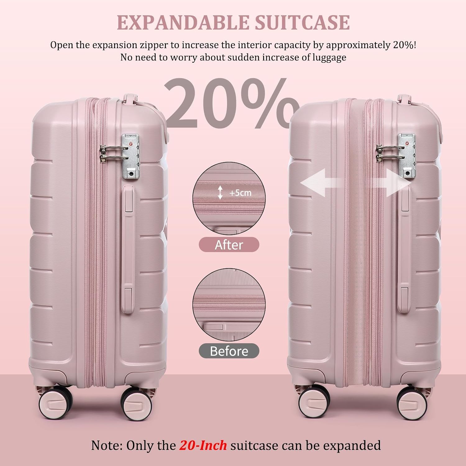 Detalle 2 de Sea choice Luggage Set 20in Expandable Cabin 35L