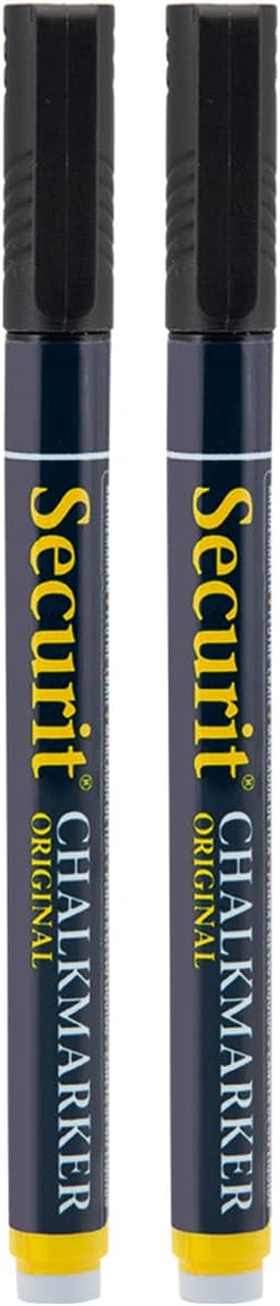 Detalle de Securit flytande kritpennor, 2-pack med svart bläck och fin spets