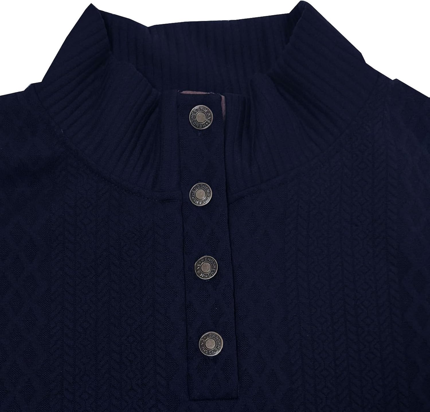 Thumbnail 6 de QOSOQ Men’s Casual Sweatshirt Pullover Sweater with Stand Collar and Quarter Button