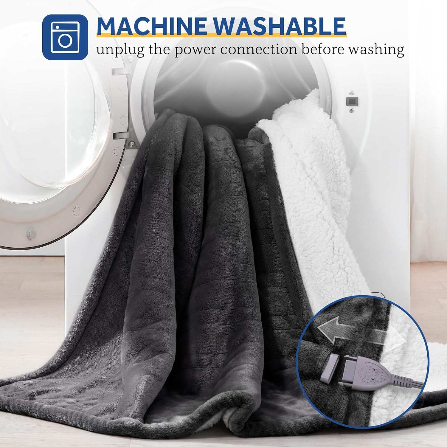 Thumbnail 5 de Sealy KTHT-QBHVS-W Heated Throw Blanket, Flannel and Sherpa, 6 Heat Levels