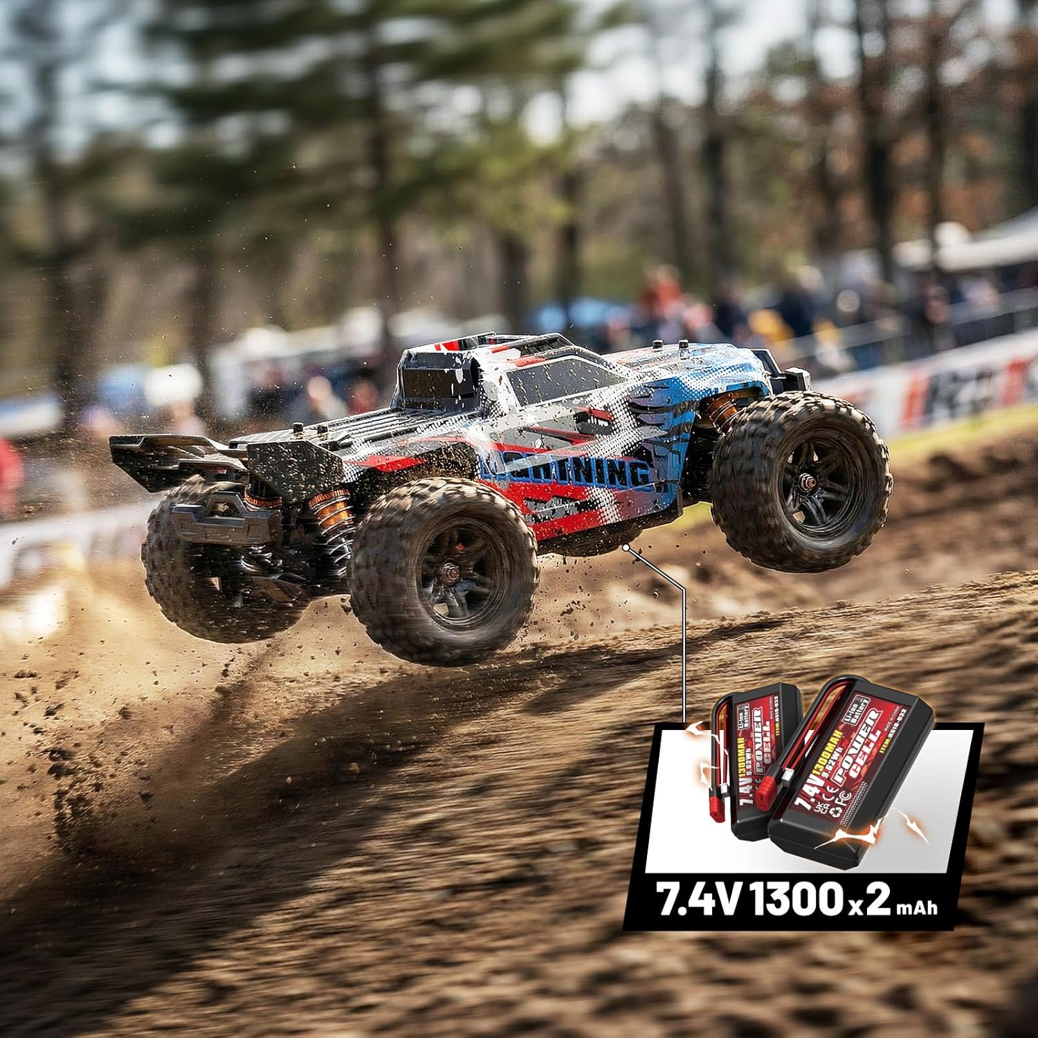 Thumbnail 2 de Cirmine Ferngesteuertes 1:18 RC Auto 4WD Offroad – High Speed 36 km/h, 2× 7,4V 1300mAh Li-Ion, 2,4GHz, Metall-Getriebe