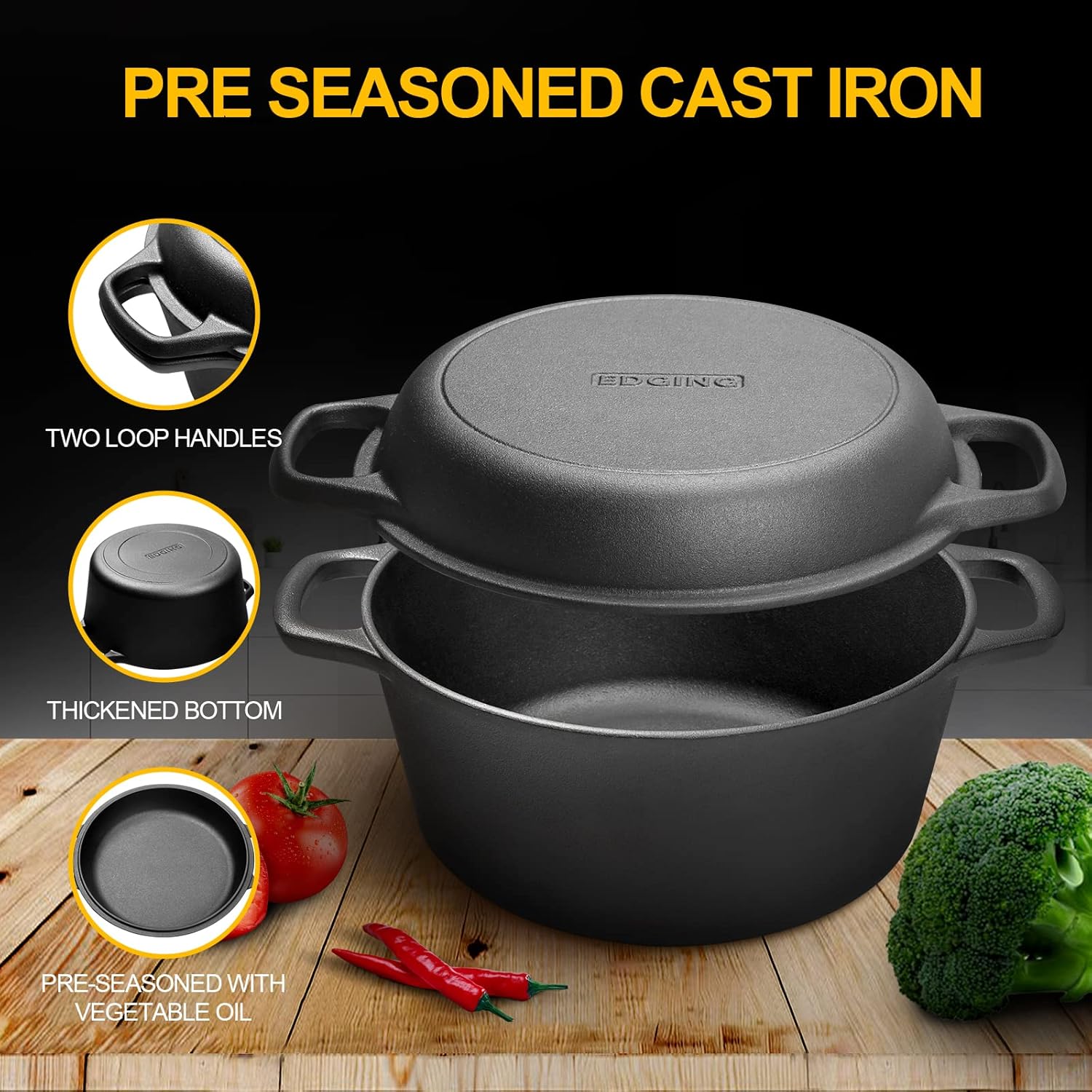 Thumbnail 4 de EDGING CASTING 2-in-1 Cast Iron Dutch Oven 🥣