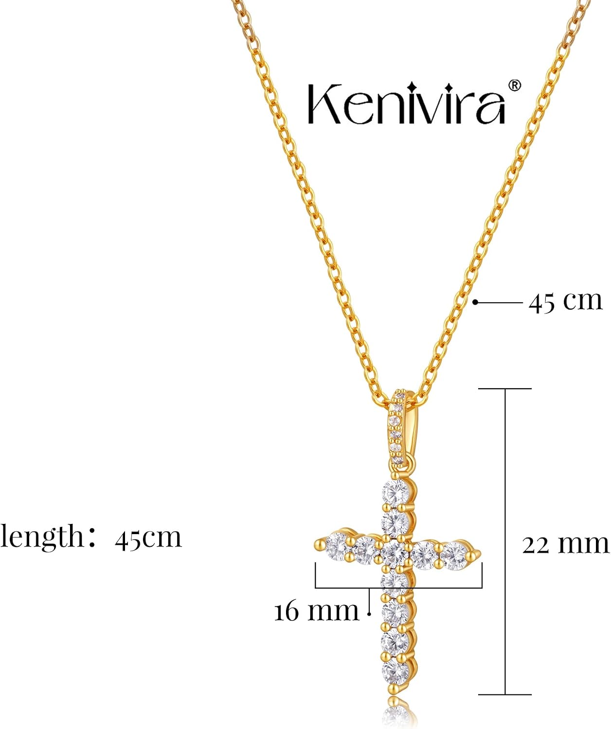 Detalle 2 de Kenivira Kreuz Kette Damen – Silber Kreuz Anhänger Halskette mit Verlängerung