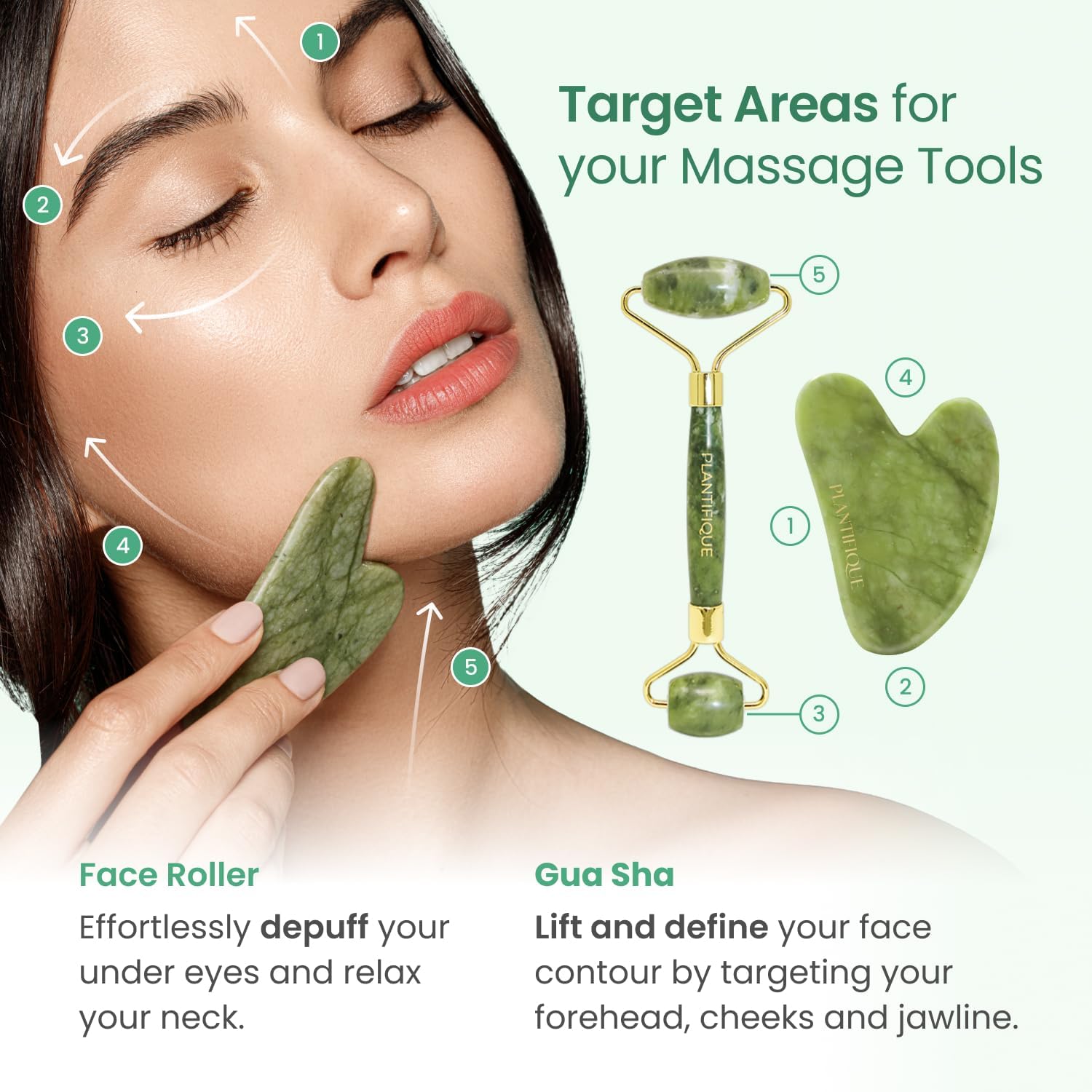 Detalle de Jade roller & gua sha set for skin