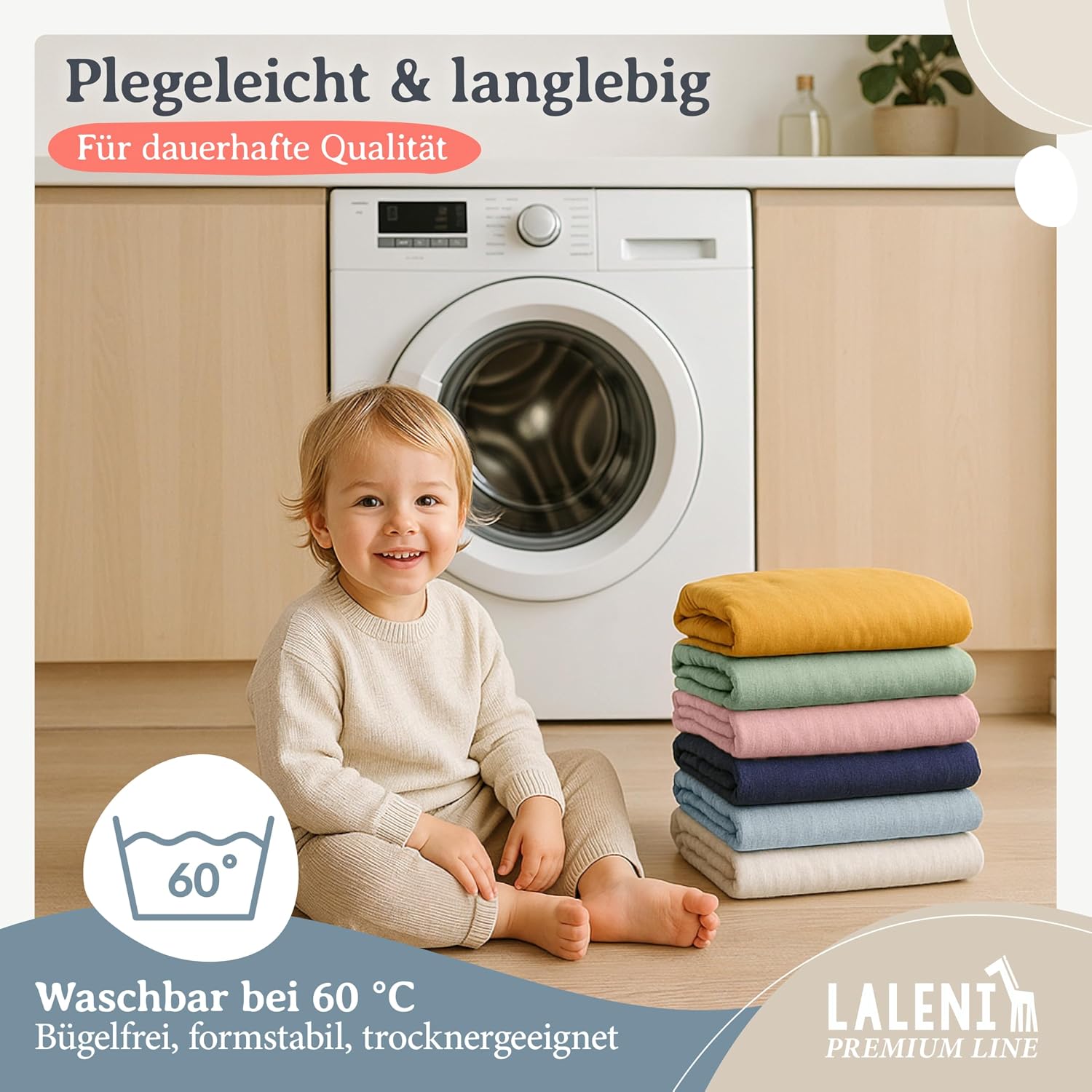 Thumbnail 6 de Laleni Premium Spannbettlaken 70x140x15 cm (2er-Set) aus 100% Baumwolle, Ivory – für Baby- und Kinderbetten