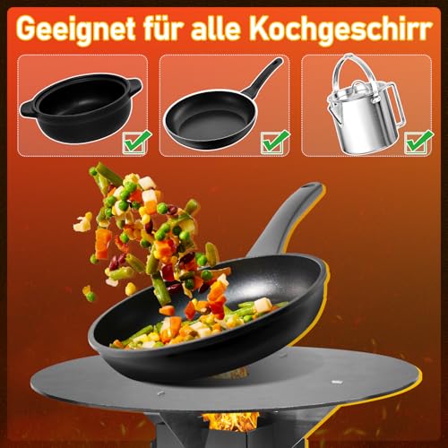 Detalle de Yugodex Raketenofen mit Grillplatte Ø50 cm – Stecksystem aus Kohlenstoffstahl