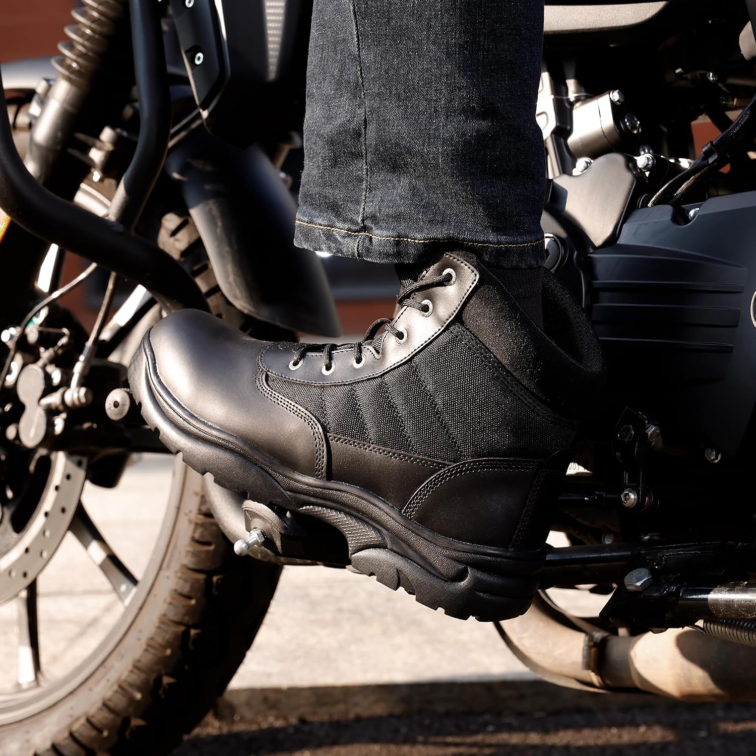 Detalle de NORTIV 8 Stivali da lavoro tattici militari impermeabili per uomo (anfibi da moto e trekking)