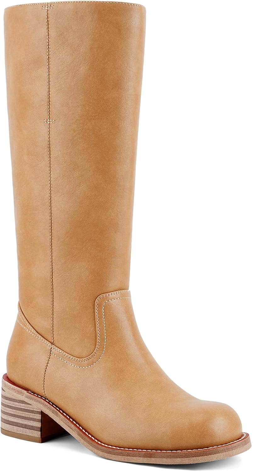 Detalle de UBWDU Women's Knee High Boots with Chunky Block Heel