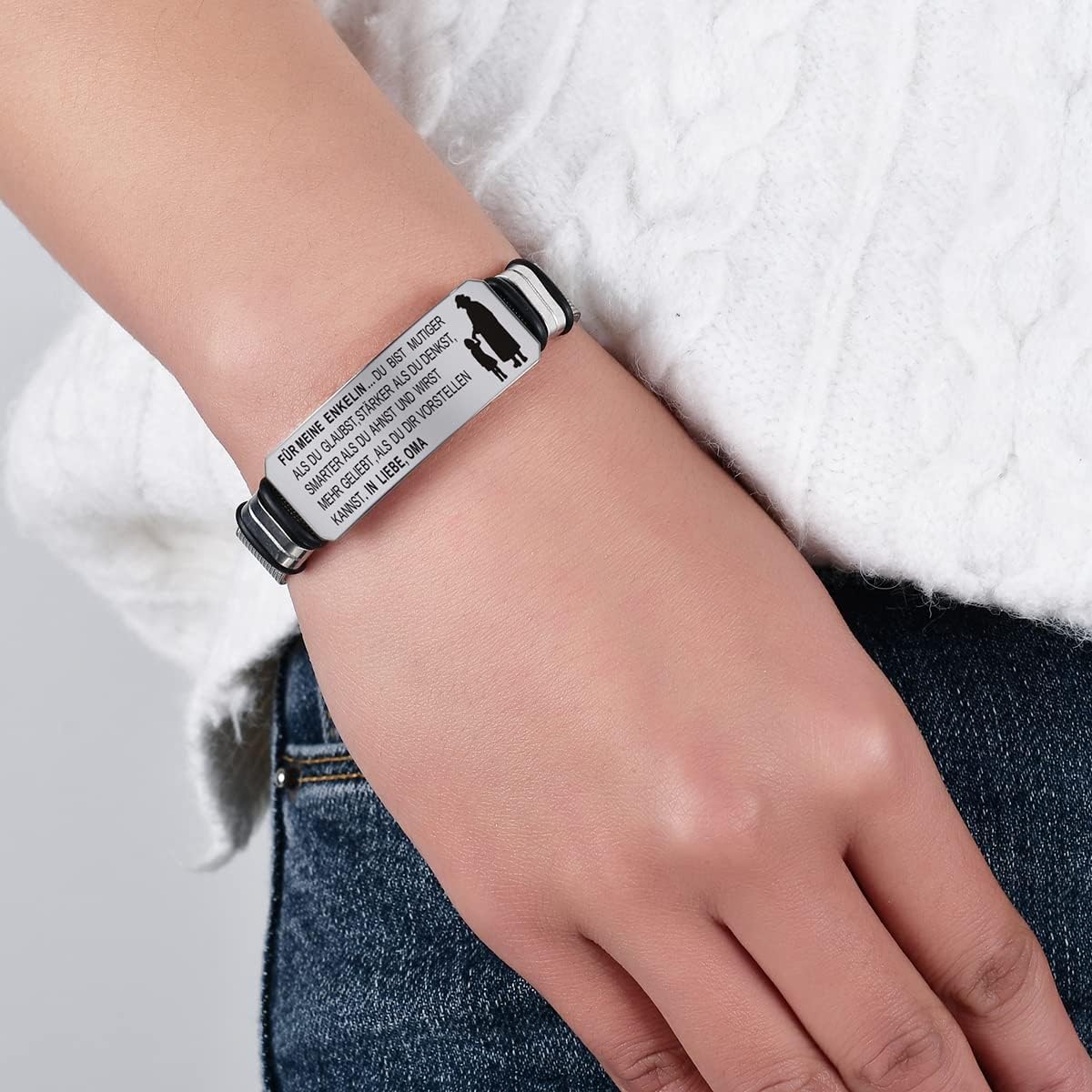 Detalle 2 de YOTHIWAD personalisiertes Armband mit Gravur für Enkelin/Enkel – 316L-Edelstahl, verstellbar