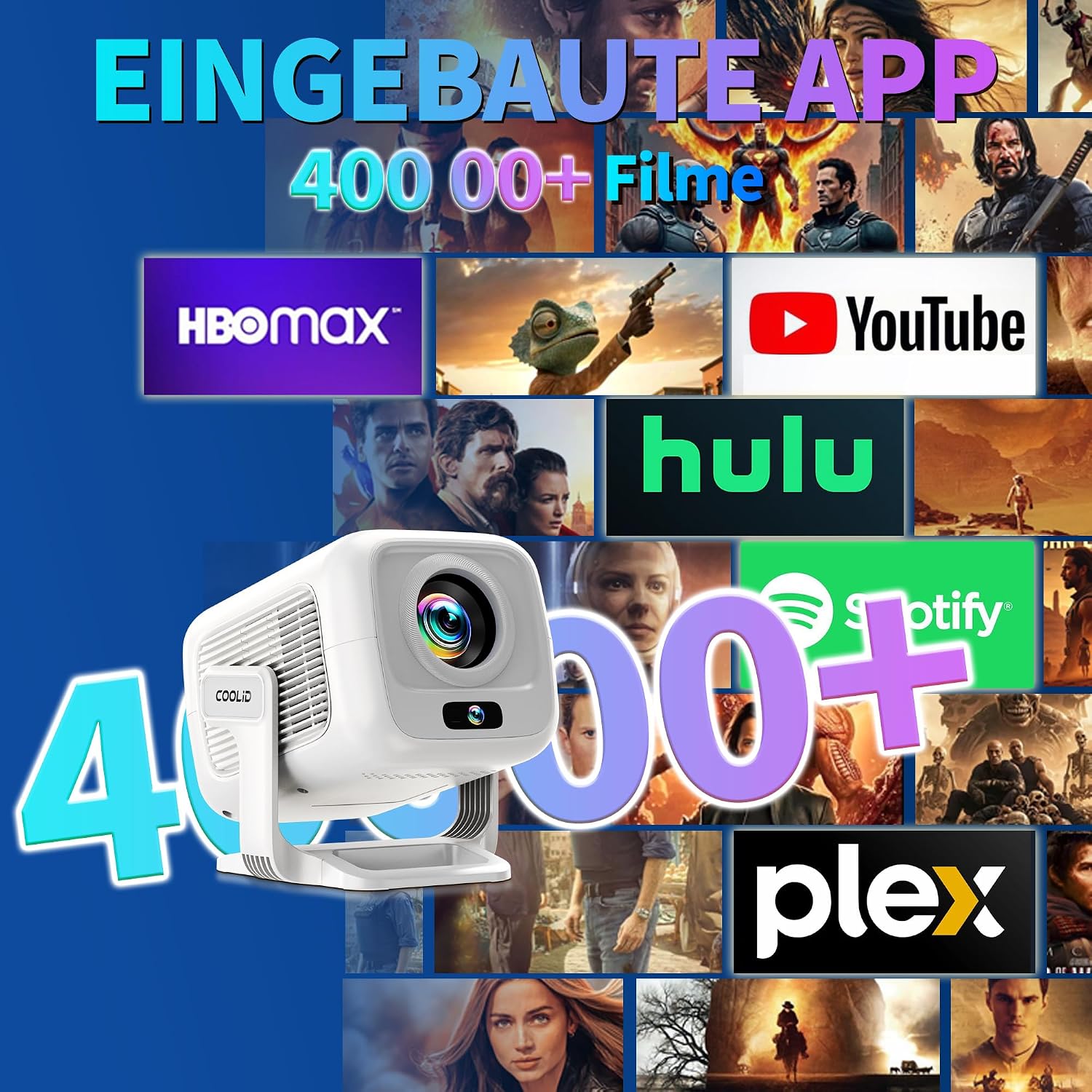 Thumbnail 2 de [Autofokus & 2026 Upgraded] Mini Beamer 4K/Full-HD 1080p mit WiFi 6 und BT 5.4, Autofokus & Trapezkorrektur, TV Stick/USB/Laptop/PC, weiß