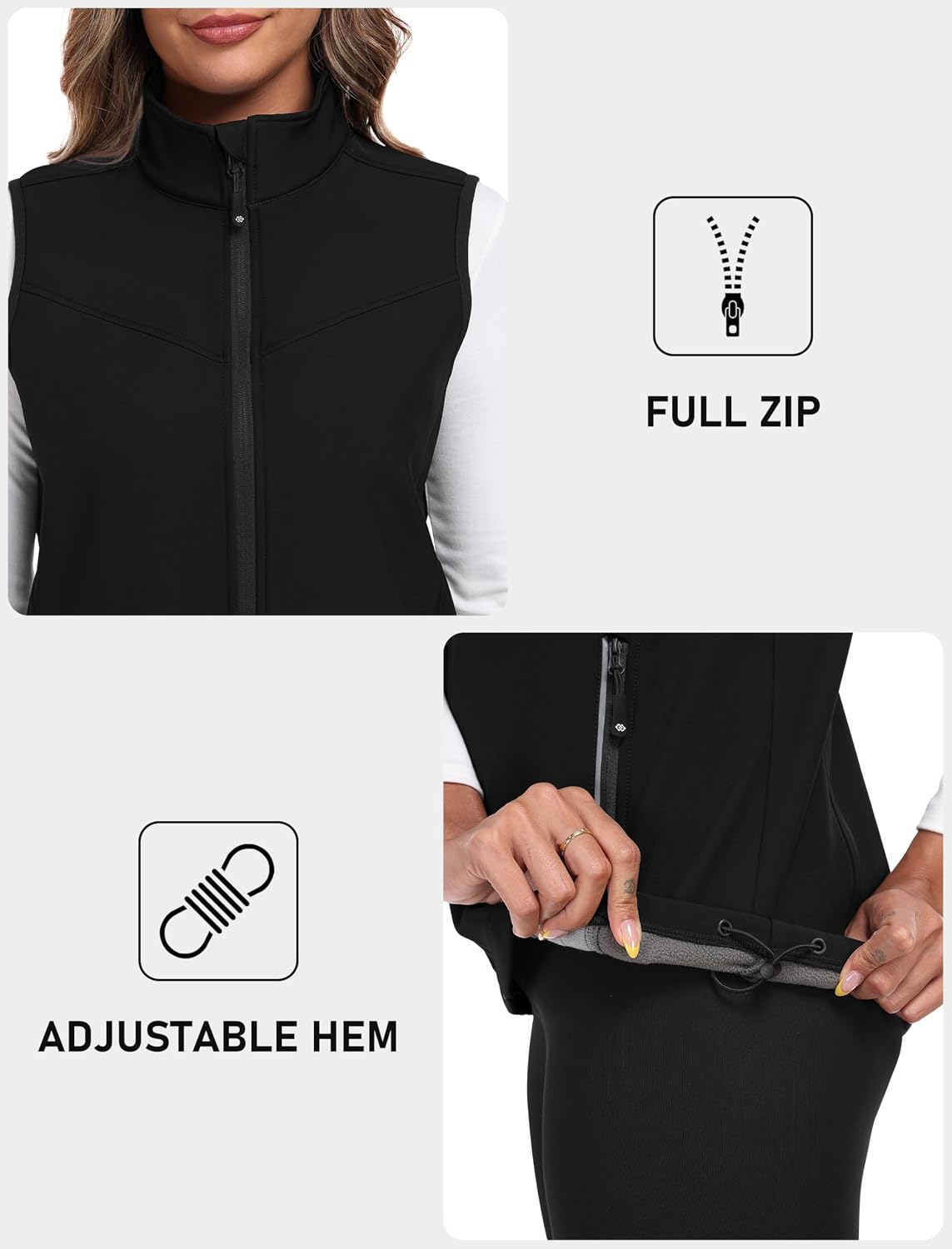 Detalle 2 de MoFiz Women's Fleece Lined Softshell Vest — Windproof Jacket