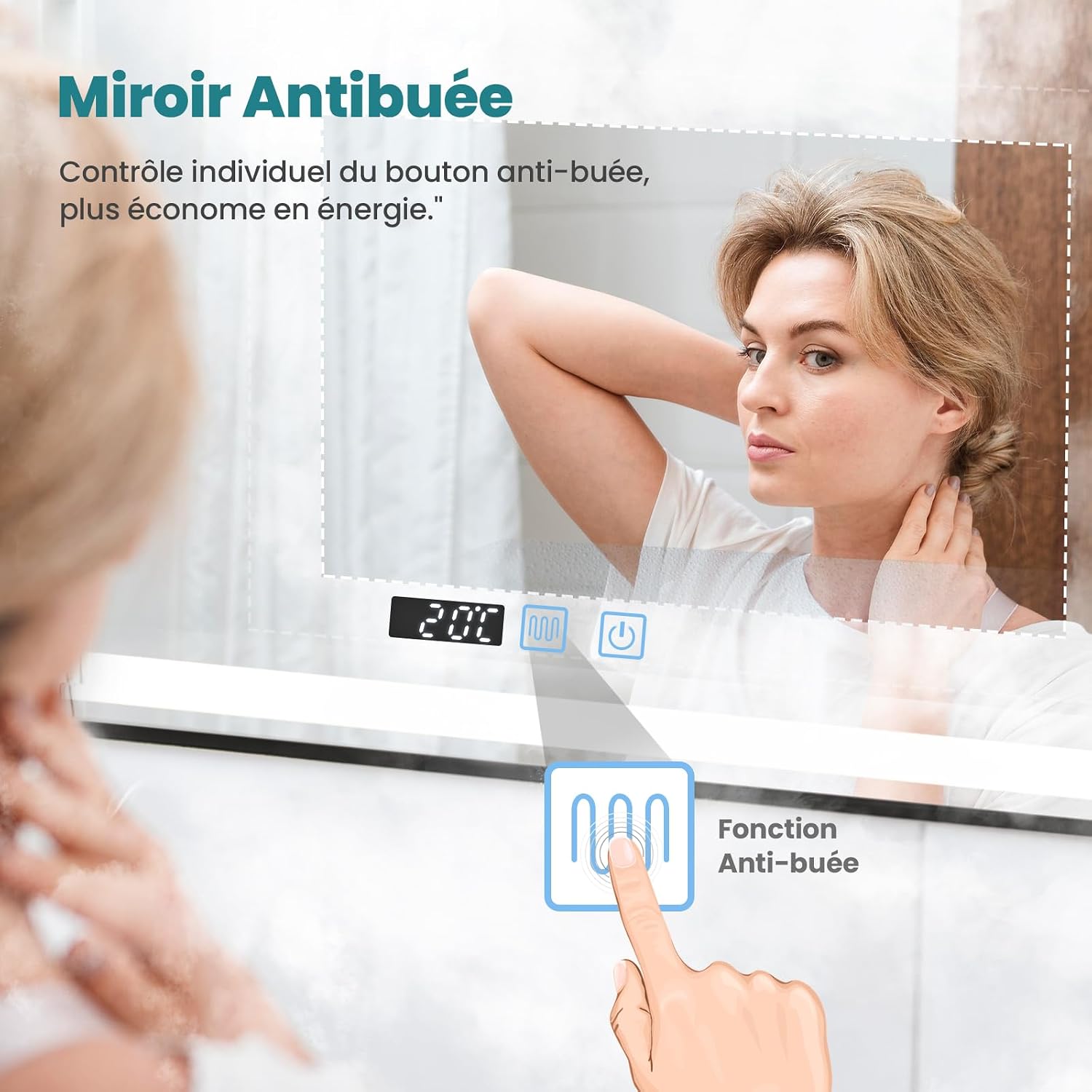 Detalle 2 de YU YUSING miroir LED 60x80 cm anti buée