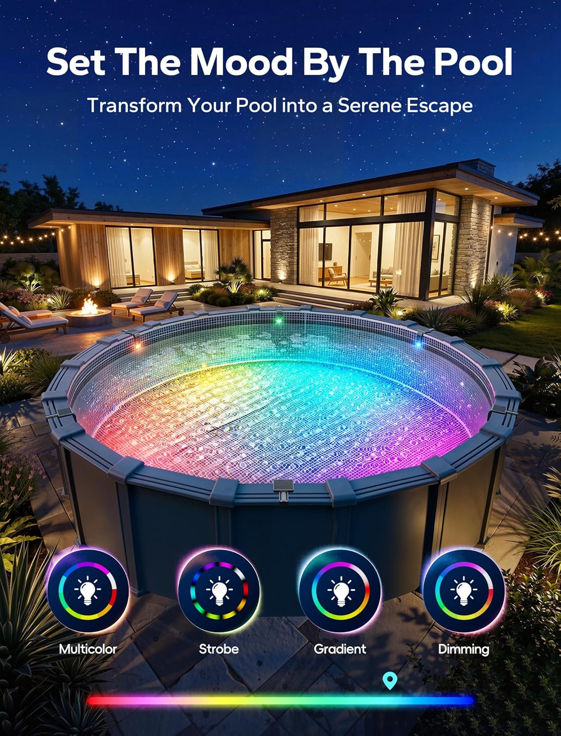 Thumbnail 2 de Solar Pool Lights for Inground & Above Ground Pools — 10-Color LED Lights with Timer and Remote