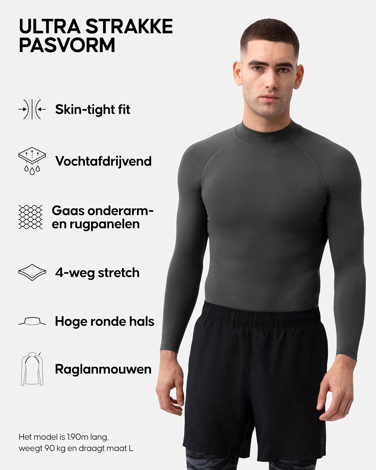 Thumbnail 1 de DANISH ENDURANCE Compressietop voor heren, lange mouw, 2-pack met mesh