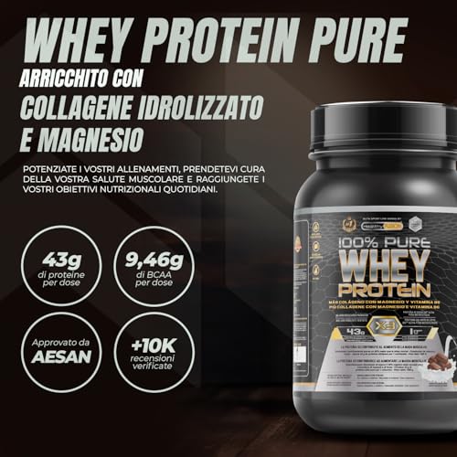 Detalle 2 de Healthy FUSION Whey Protein 1000g Cioccolato con Collagene e Magnesio – proteina pura per allenamenti intensi