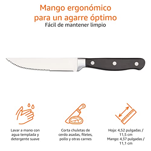 Thumbnail 2 de Amazon Basics Juego de cuchillos de carne 8 unidades negras