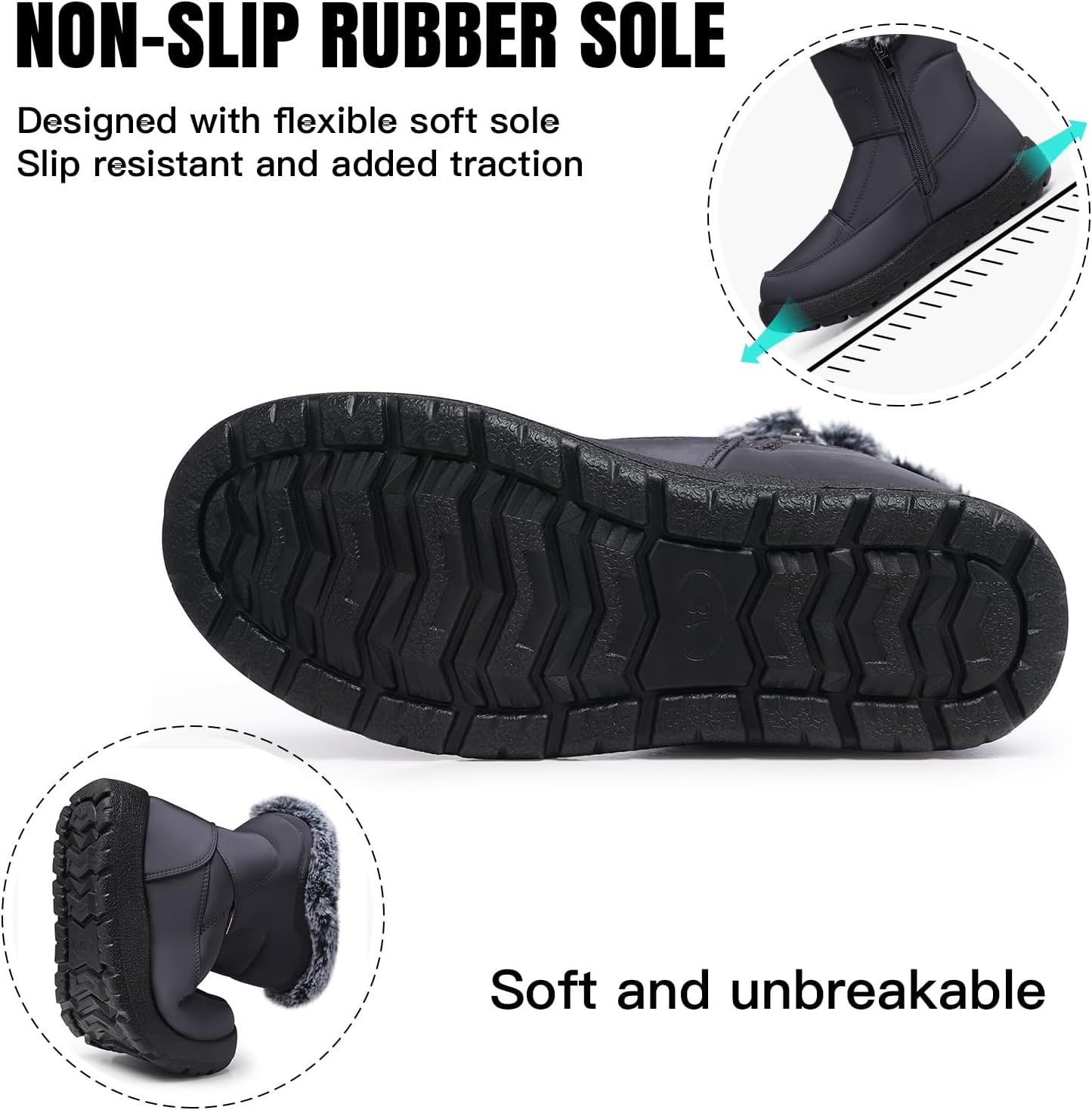 Detalle 1 de SHIBEVER Women's Snow Boots with Faux Fur Lining