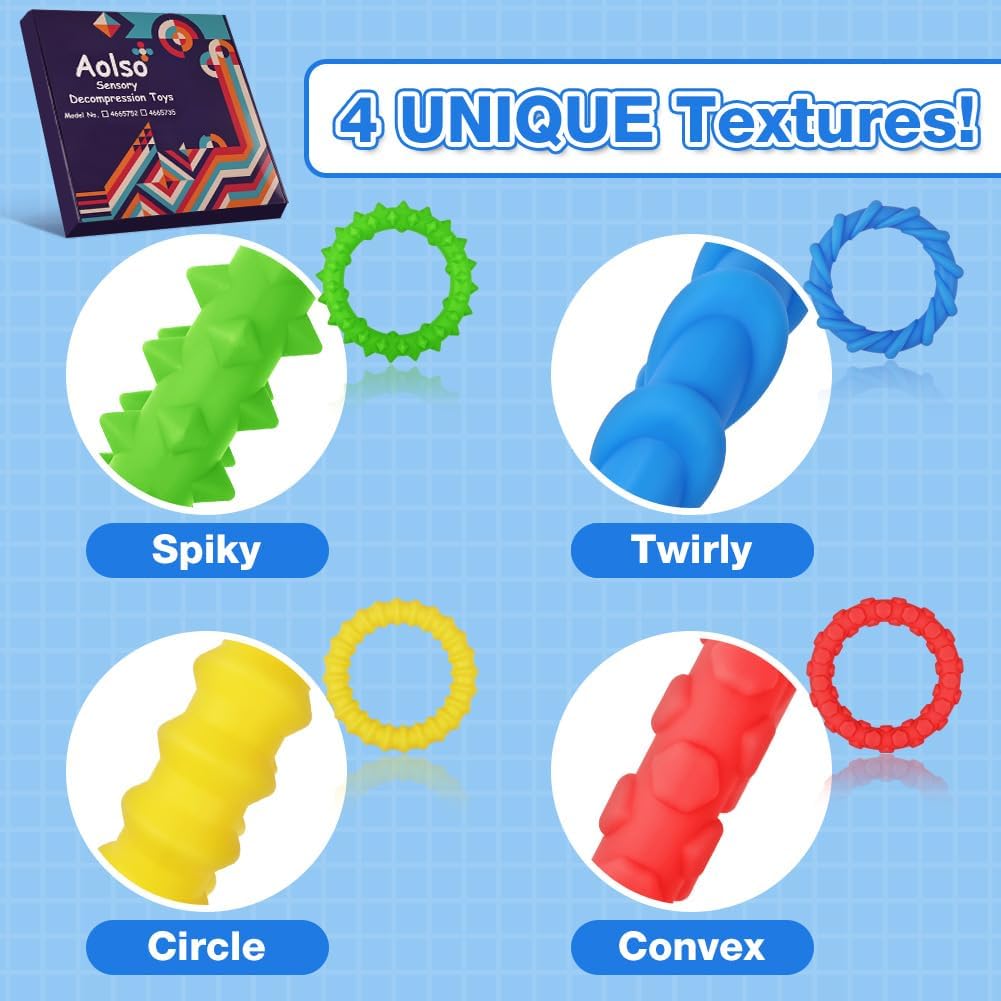 Thumbnail 3 de Aolso Fidget Toys: 4 Braccialetti Fidget in Silicone per Antistress – Relax e Concentrazione per Bambini e Adulti