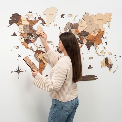 Detalle de Enjoy The Wood Mapa Mundial M 3D 🖼