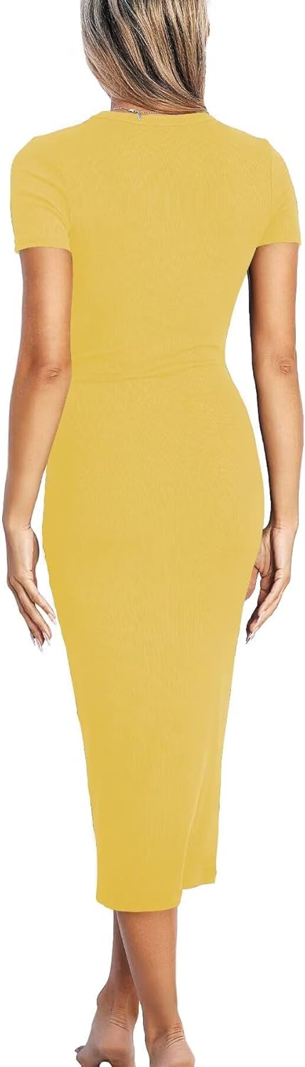 Thumbnail 2 de LACOZY Womens Summer Short Sleeve Midi Dress: Bodycon Pencil Fit for Semi-Formal to Casual