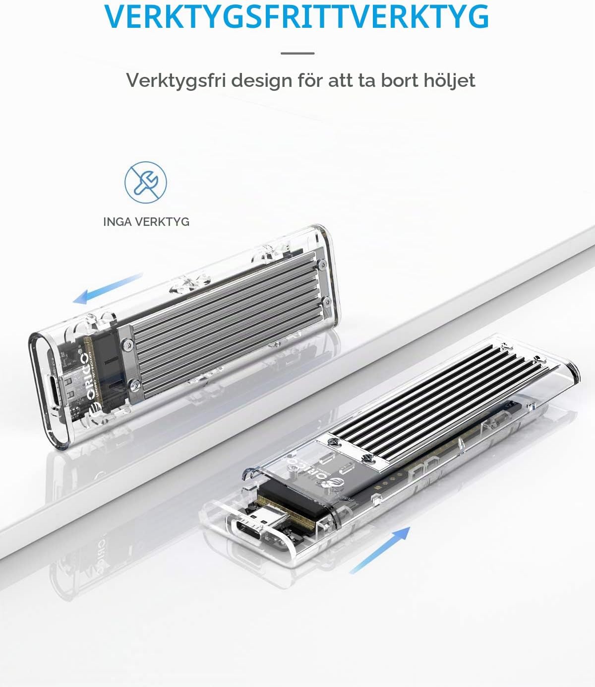 Detalle 2 de ORICO TCM2-C3 M.2 NVMe-kabinett, USB-C 10 Gbit/s, M-Key 2230–2280