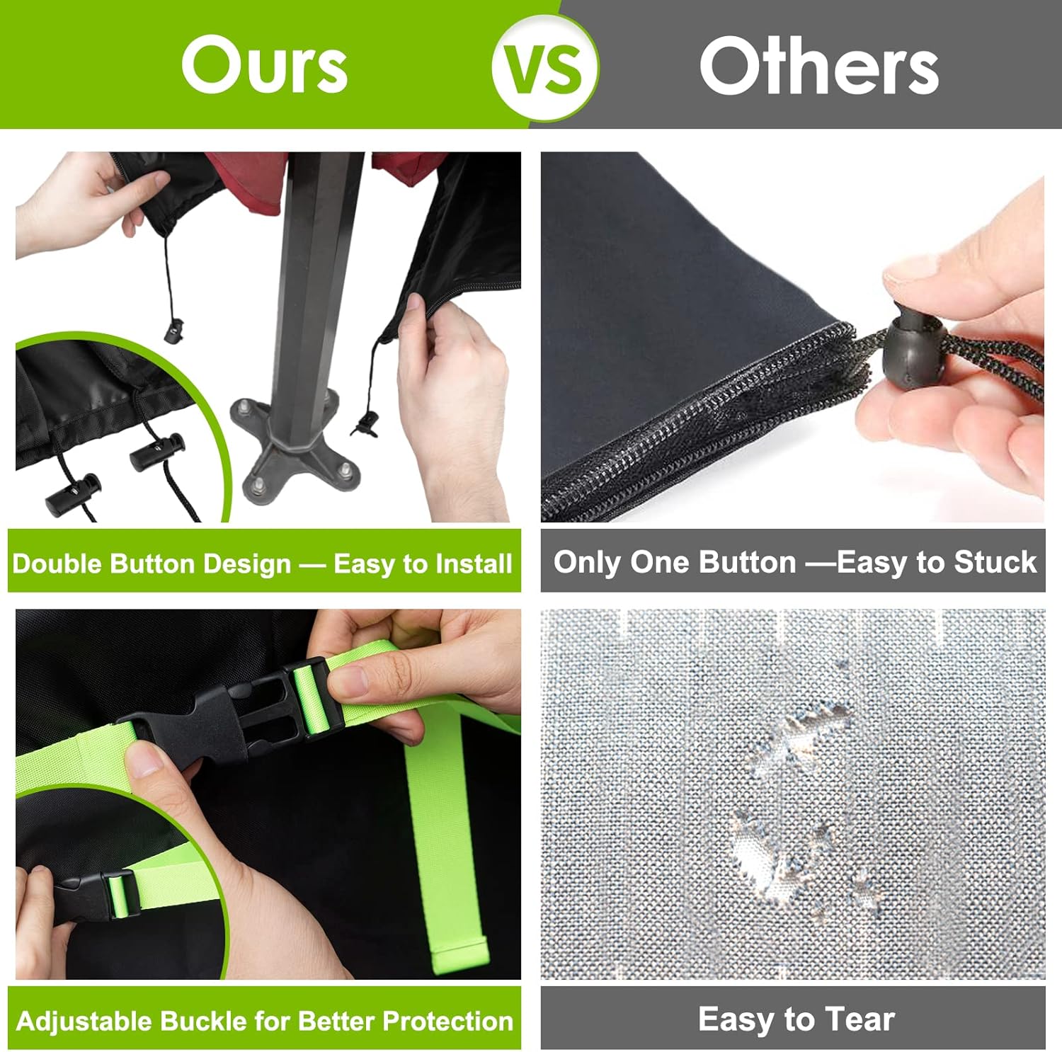 Thumbnail 4 de GEMITTO Sonnenschirm Schutzhülle für Ampelschirm (2–4 m) – wetterfest, wasserdicht, wind- und schneefest, 210 x 45 x 72/32 cm