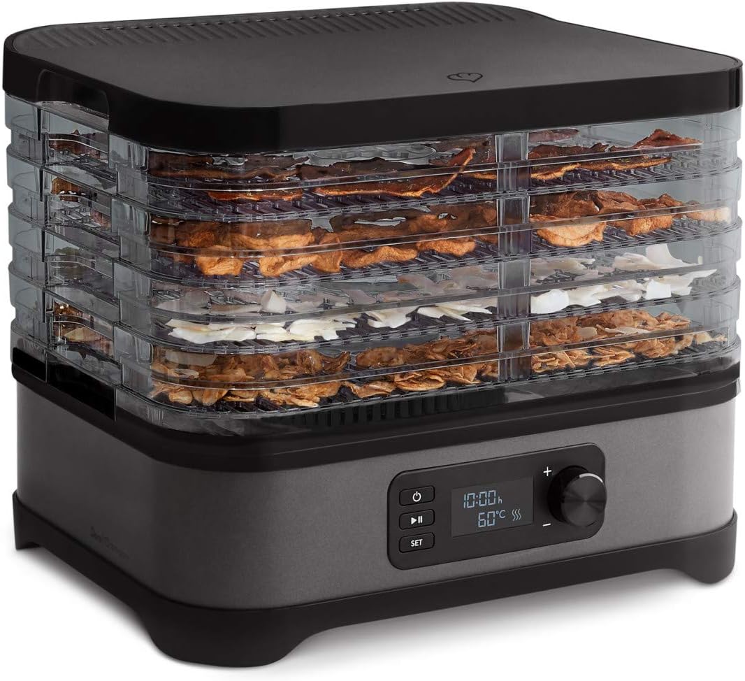 Detalle de SPRINGLANE Essiccatore Dora in acciaio inox – Disidratatore multifunzione per frutta, carne ed erbe aromatiche (Antracite/Nero)