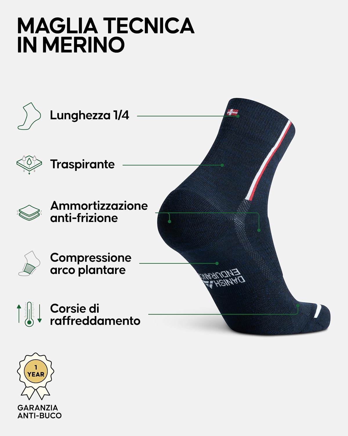 Detalle 2 de Danish Endurance Calze Lana Merino