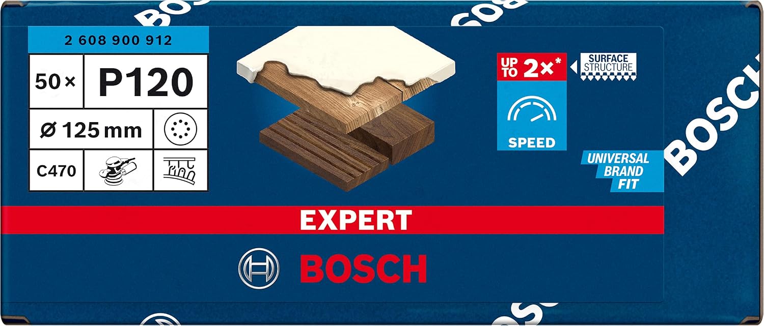 Detalle de Bosch 2608900912 EXPERT C470 schuurpapier, 50 stuks, 125 mm, korrel 120