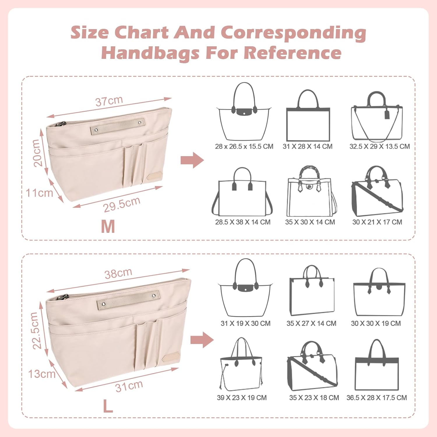Thumbnail 5 de GADITIEK Bag Organiser for Longchamp Le Pliage Large, 15-pocket tote organiser