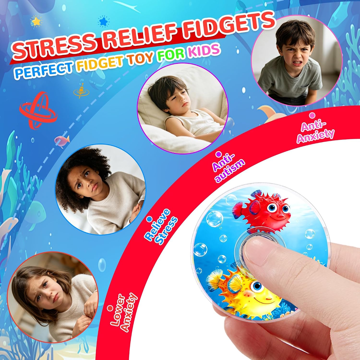 Thumbnail 2 de Sauyoza 52-Pack Ocean Fidget Spinners, Metal Party Favors and Classroom Rewards