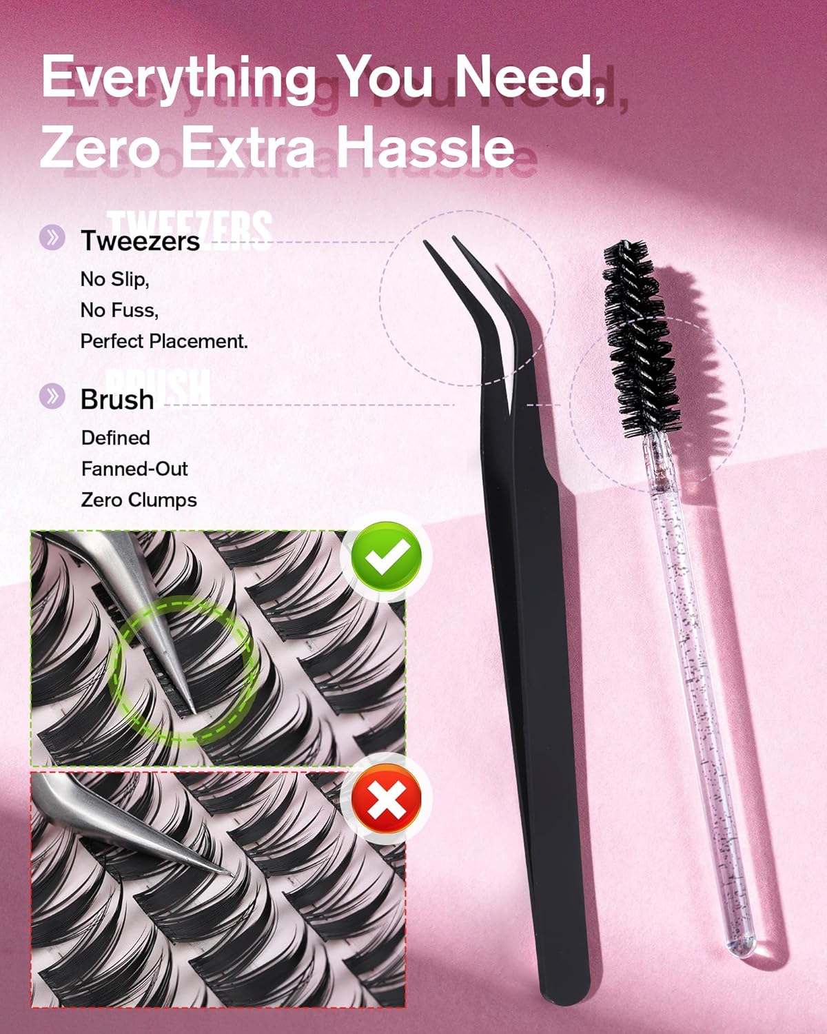 Detalle de EYDEVRO Manga Lash Clusters Kit Fairy Eyelash Extensions – Wet Look, 10-16mm