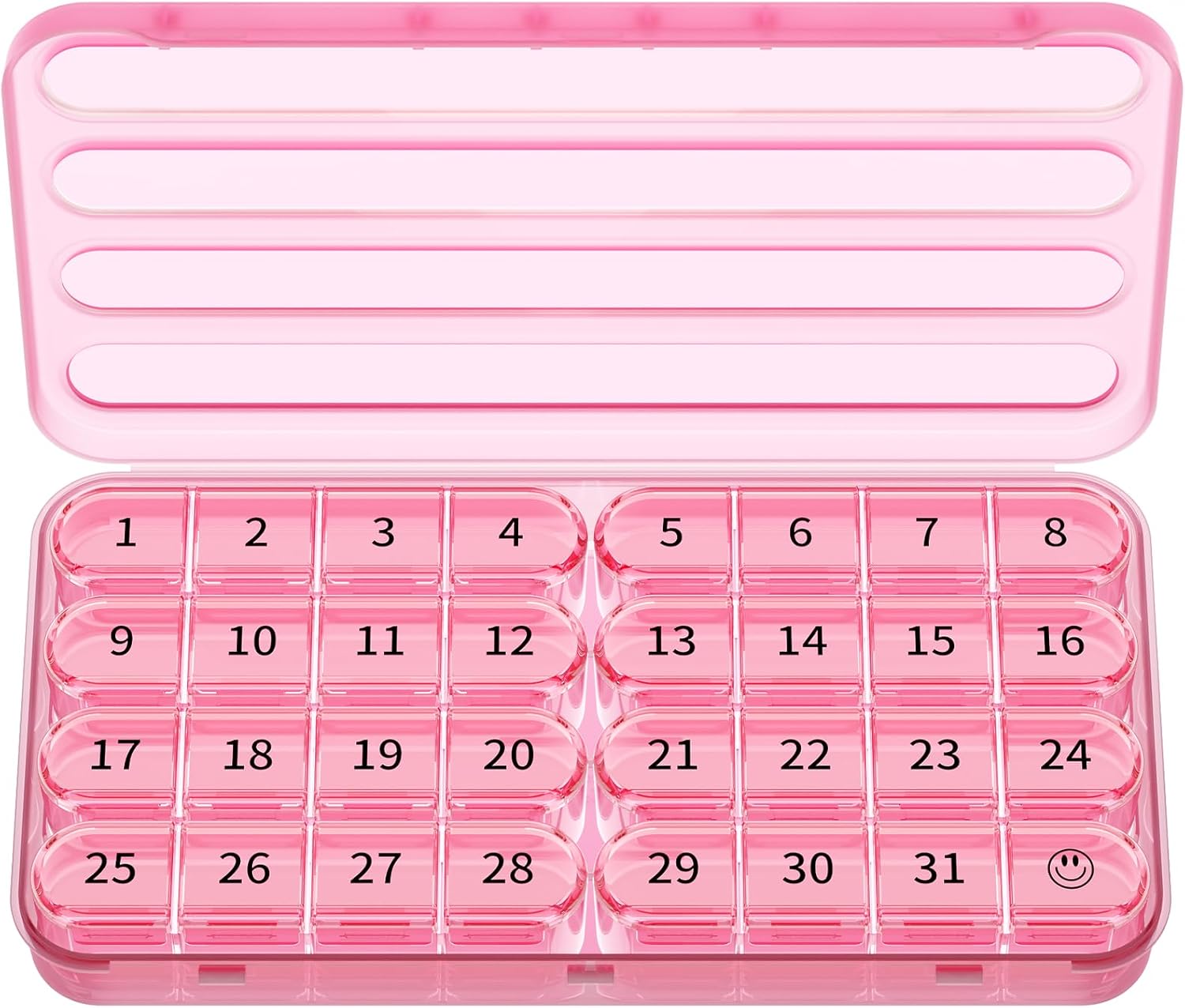 Detalle de Zoksi Monthly Pill Box Organiser 31-day, 8 compartments 💊