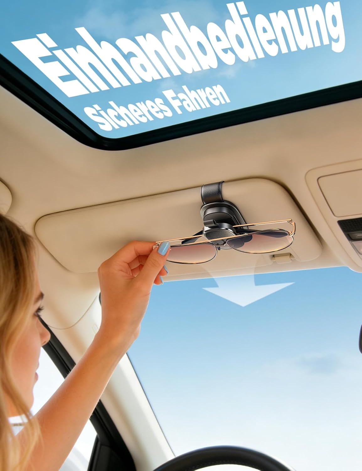 Detalle de Chfeila Brillenhalter für Auto – 2026 Upgrade mit 360° Drehung, Magnetverschluss und universalem Lederclip