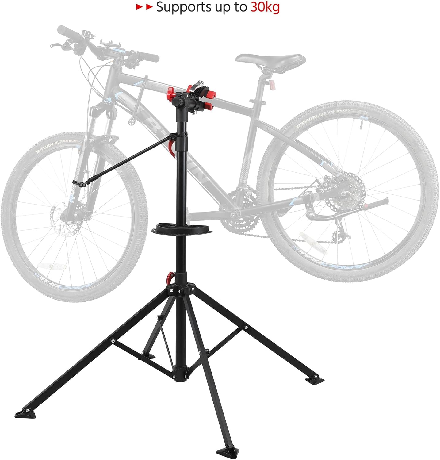Detalle de Yaheetech Adjustable Height Bicycle Workstand (Folding Bike Repair Stand with Magnetic Tool Tray) — 108.5-188.5 cm, Black