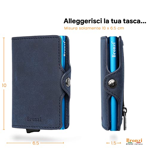 Thumbnail 4 de Bronzi Portafoglio Porta Carte Credit & Porta Tessere con protezione RFID – Slim, design italiano Blu
