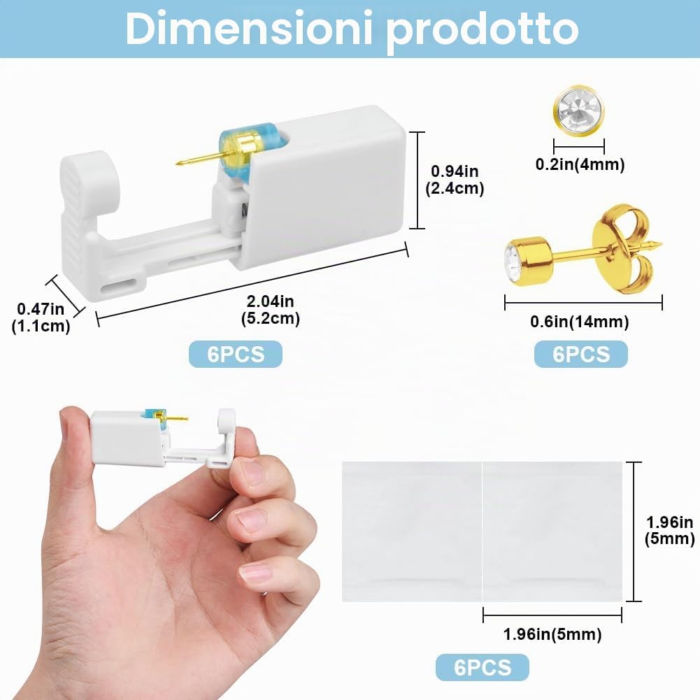 Detalle de Aucuu Pistola Orecchini: Set di Piercing per Orecchie in Acciaio Chirurgico 316L