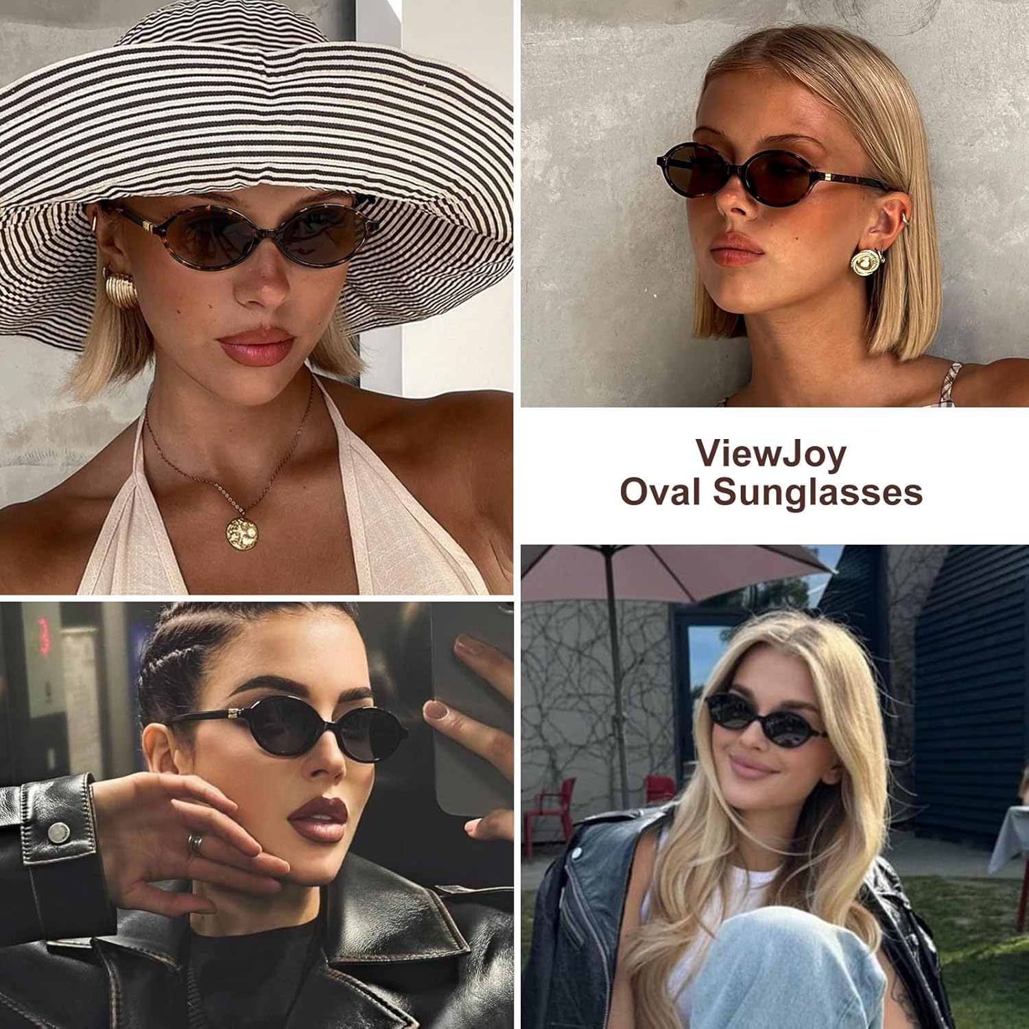 Thumbnail 1 de ViewJoy Retro Oval Sunglasses for Women: Vintage 90s Y2K Vibe, Lightweight UV400 Protection