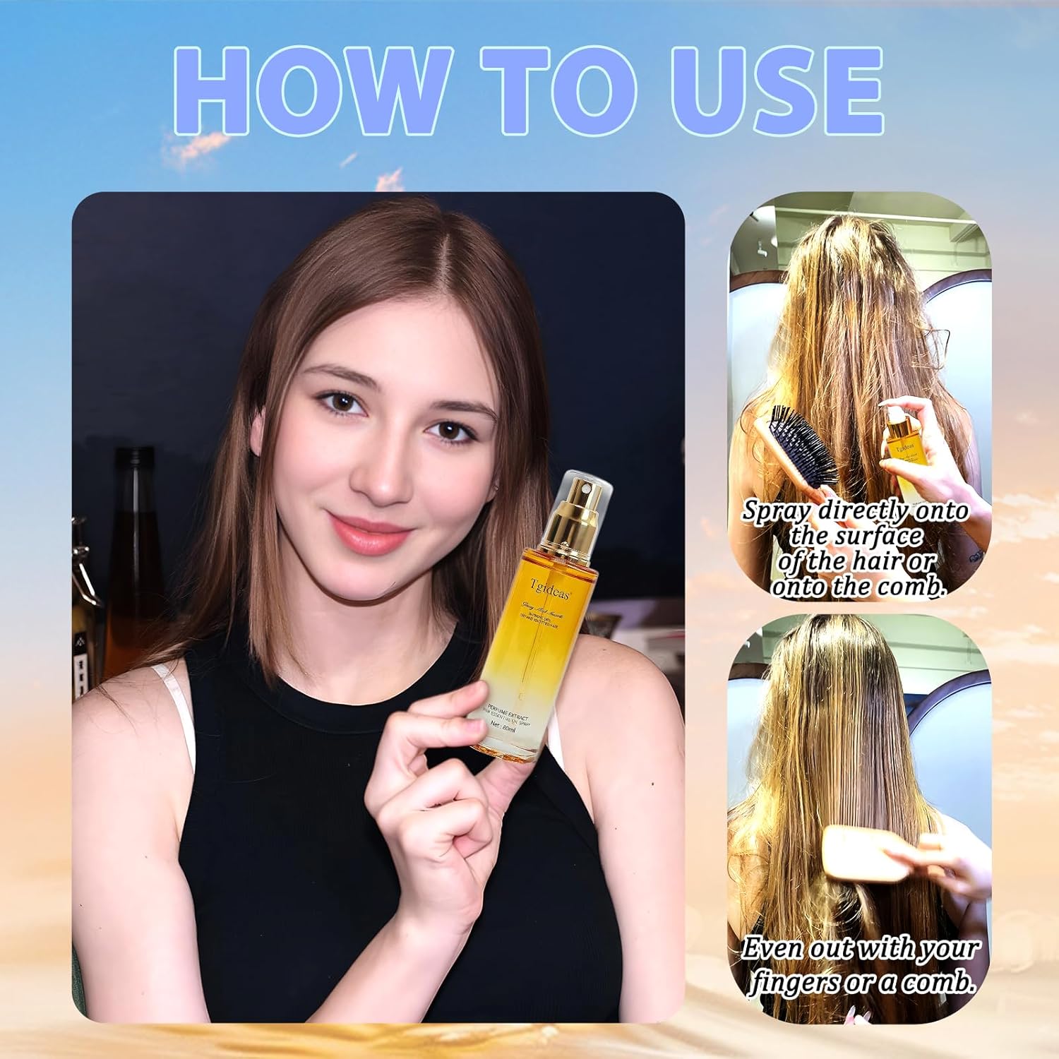 Detalle de Tgideas Hair Oil Spray Leave-In Conditioning Oil with Jojoba and Shea Butter (clear spray for dry, curly hair)