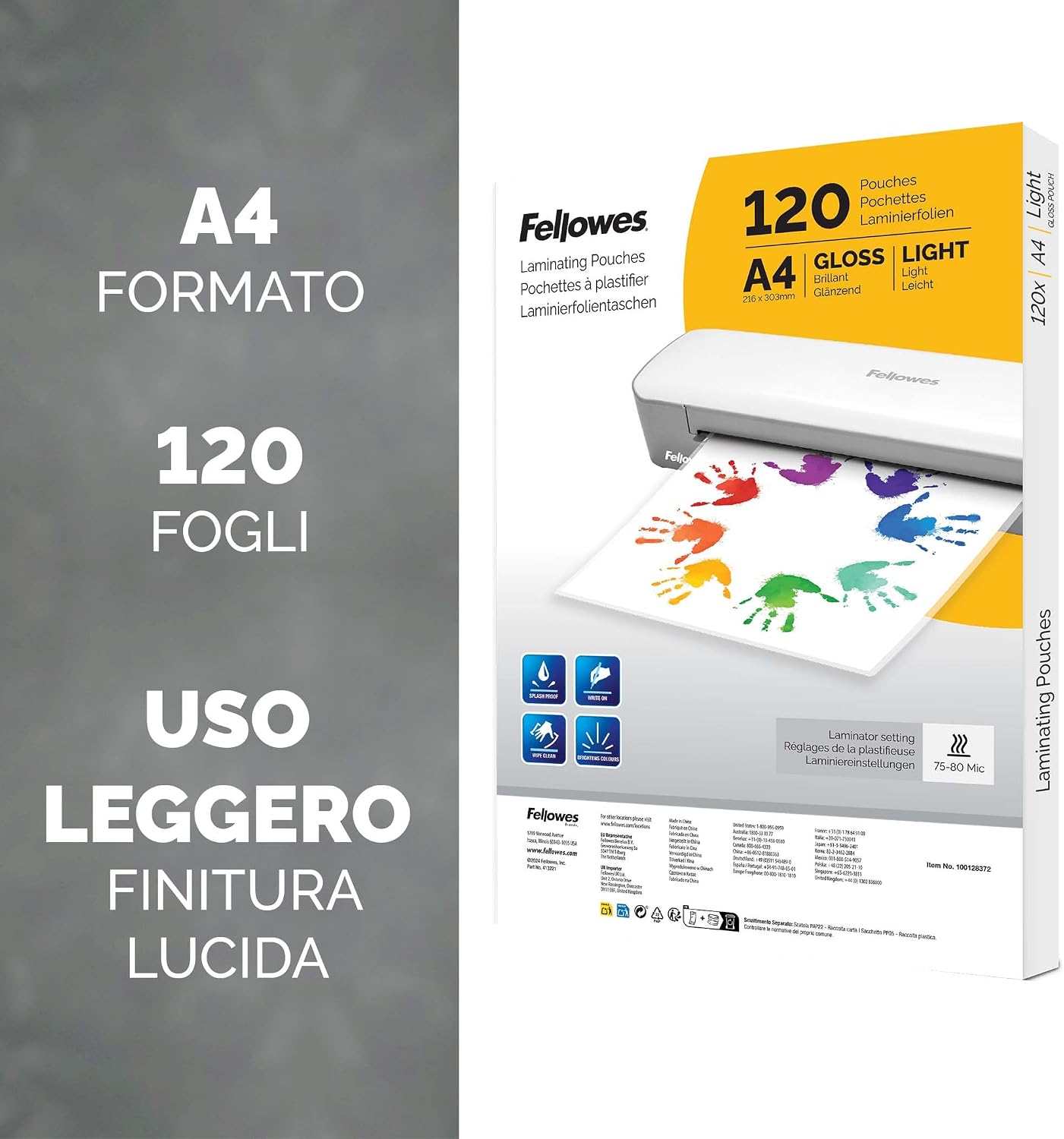 Detalle 2 de Fellowes 120pk pouches A4 lucide