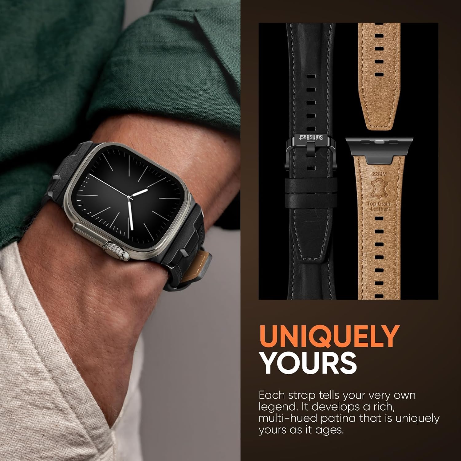 Detalle de Suitisbest Leather Watch Band in Genuine Leather