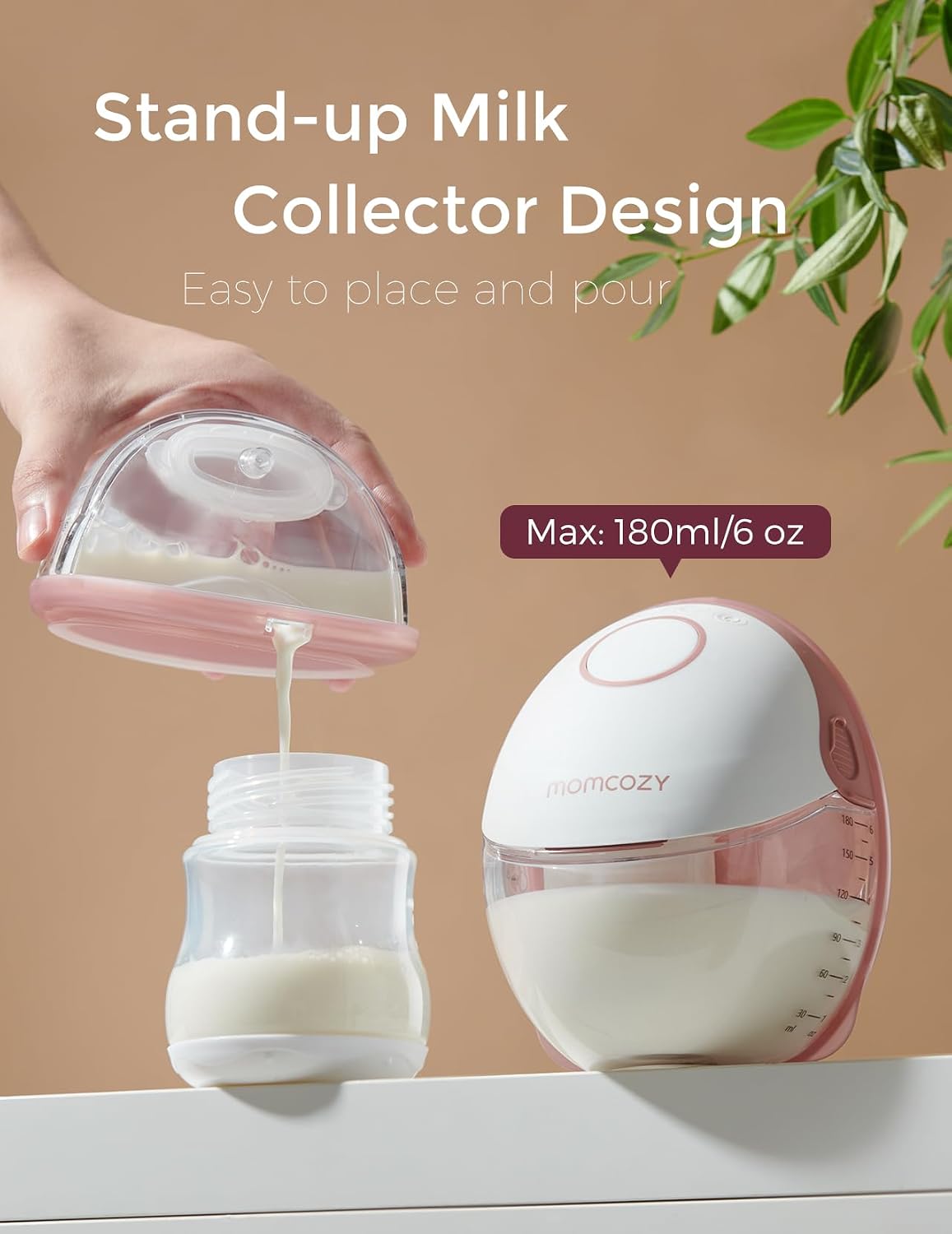 Detalle de Momcozy M6 hands-free wearable breast pump (Cozy Red) – double fit with 3 modes and 9 levels