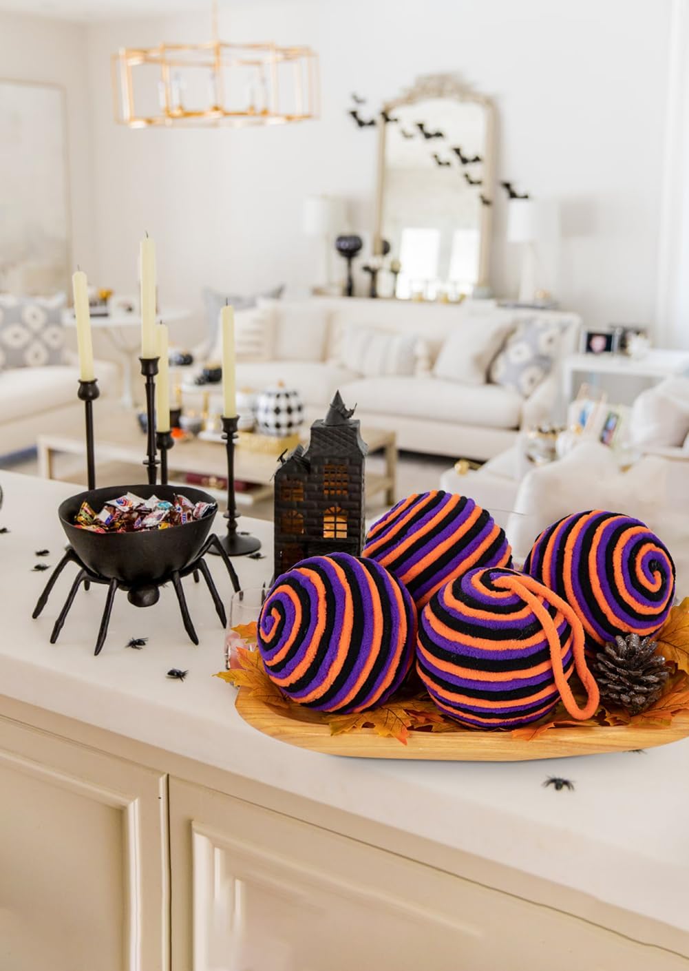 Thumbnail 2 de Oairse 10cm Purple Orange Christmas Baubles Ornament – 6-Pack Yarn Balls
