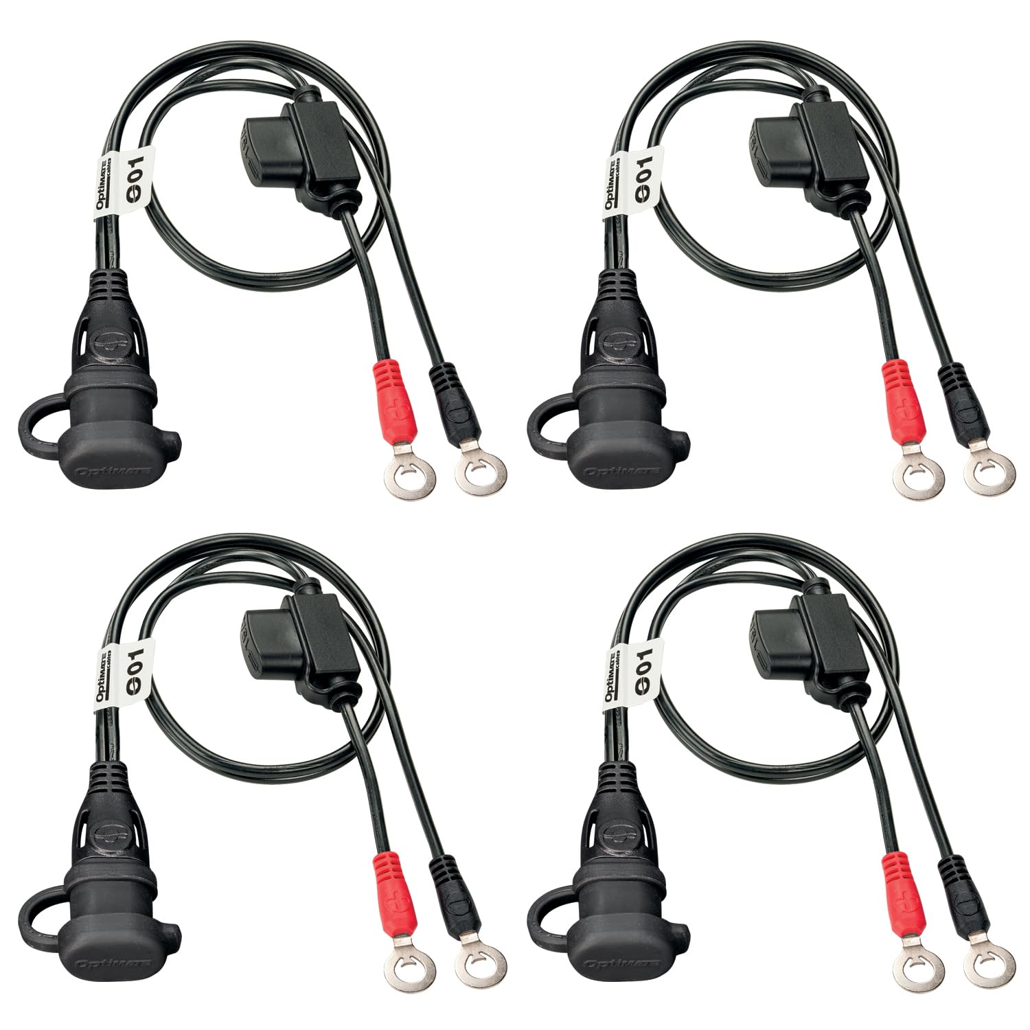 Detalle 2 de OptiMATE O-01 x 4 PACK – przewody akumulatorowe SAE, oczka M6/M8, bezpiecznik 15 A