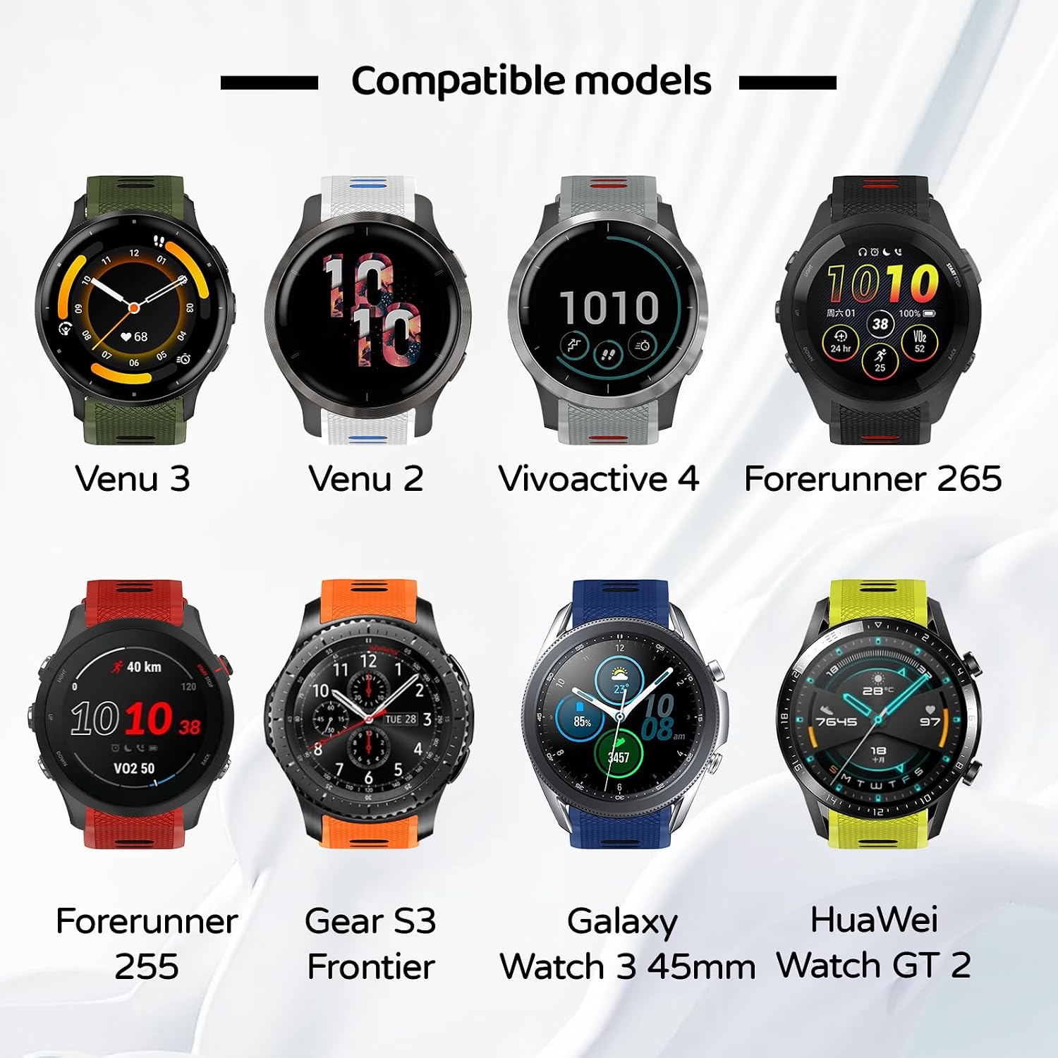 Thumbnail 4 de U-LIMVE 22 mm siliconen vervangband met snelsluiting voor Garmin Forerunner 265/255