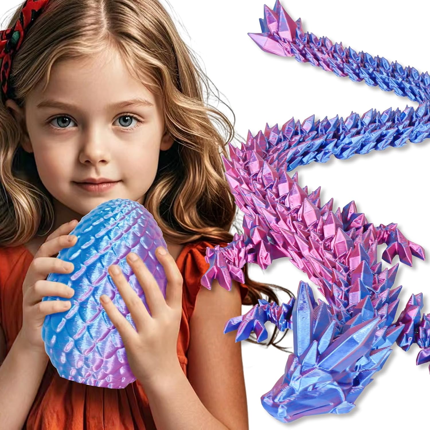 Detalle de Große Dracheneier – 3D-gedruckte Fidget-Spielzeuge von Olee Odee (Farbverlauf Helllila-Rot)