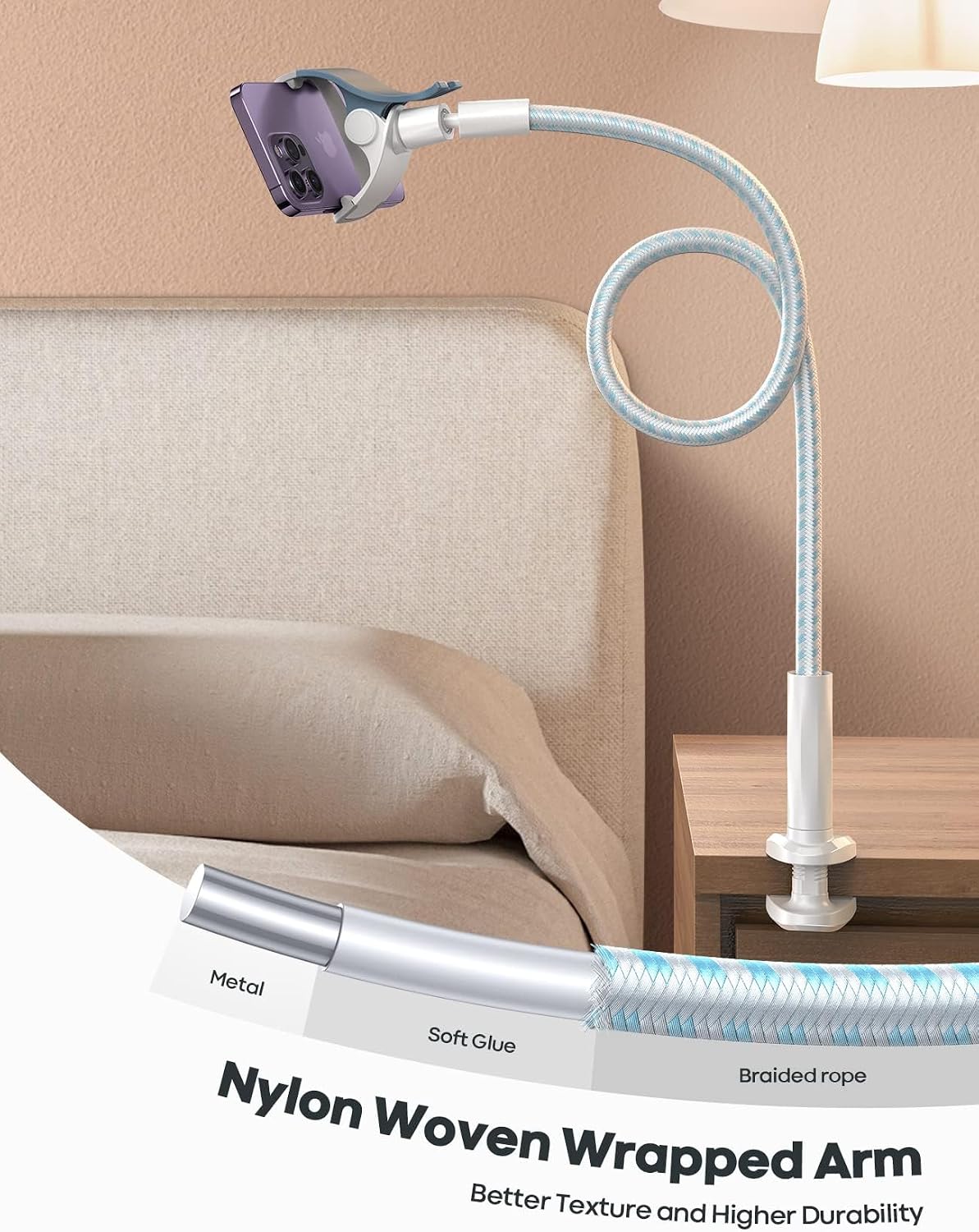 Detalle de Lamicall Gooseneck Phone Holder, 38.6-Inch Arm, 360° Adjustable Clamp
