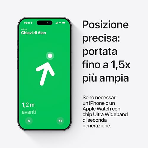 Detalle de AirTag di Apple (2ª generazione) – localizza chiavi, portafogli e altro con suono e precisione migliorata