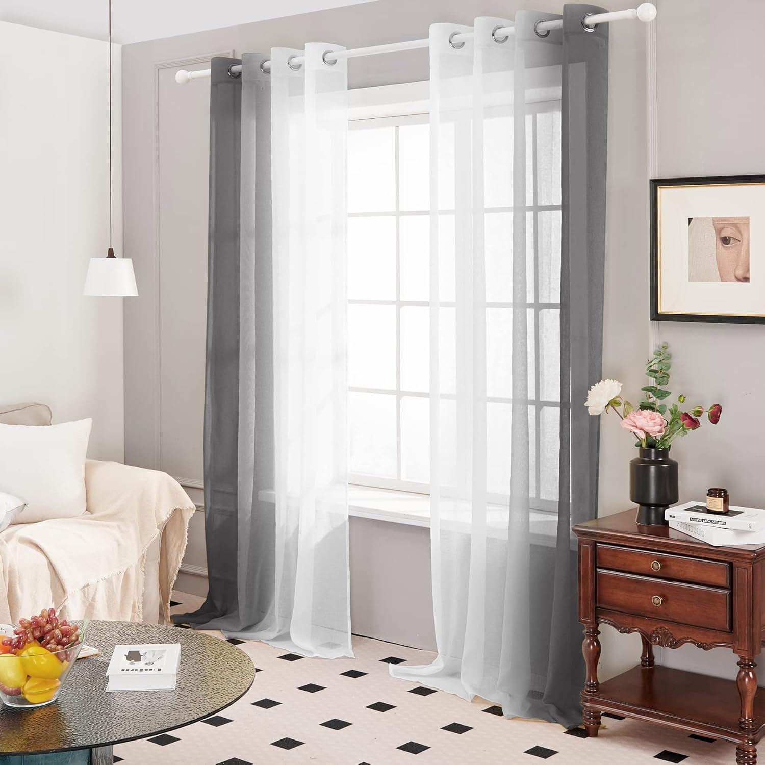 Thumbnail 1 de Deconovo Cortinas Blancas Translucidas para Dormitorio 🪟 2 Piezas 140x175cm