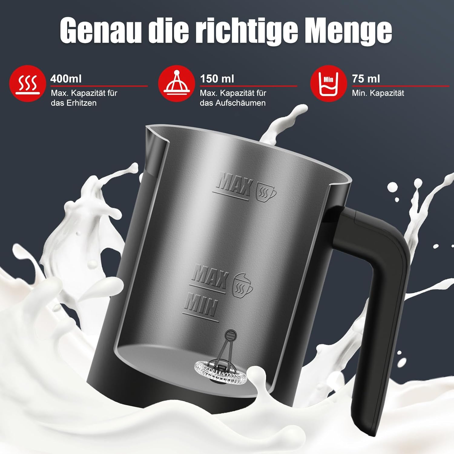 Thumbnail 4 de Ovetedot Milchaufschäumer 4-in-1 (400 ml) für heißen & kalten Milchschaum